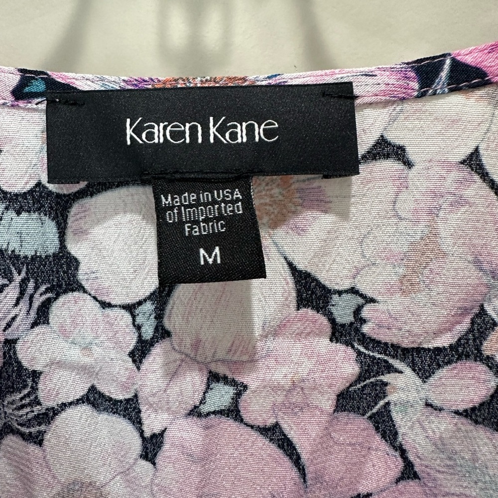 NWT Karen Kane size medium pink floral v-neck flutter sleeve maxi dress - Picture 5 of 7